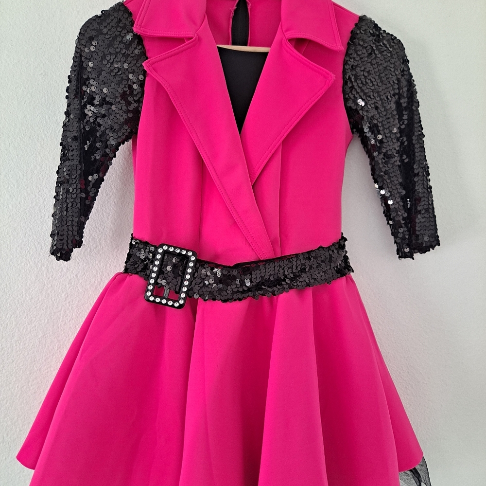 Weissman Dance Pink/Black Girls Size M Child Zip Back party competition Tea Time - Picture 2 of 16